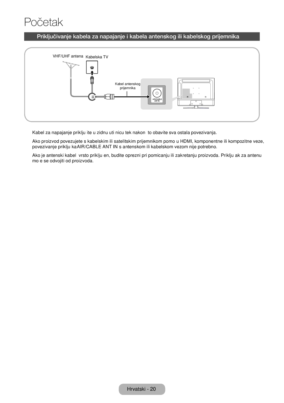 Samsung LT28E310EW/EN, LT32E310EXQ/EN, LT32E310EW/EN, LT28E310EXQ/EN, LT24E310EW/EN, LT24E310EX/EN VHF/UHF antena Kabelska TV 