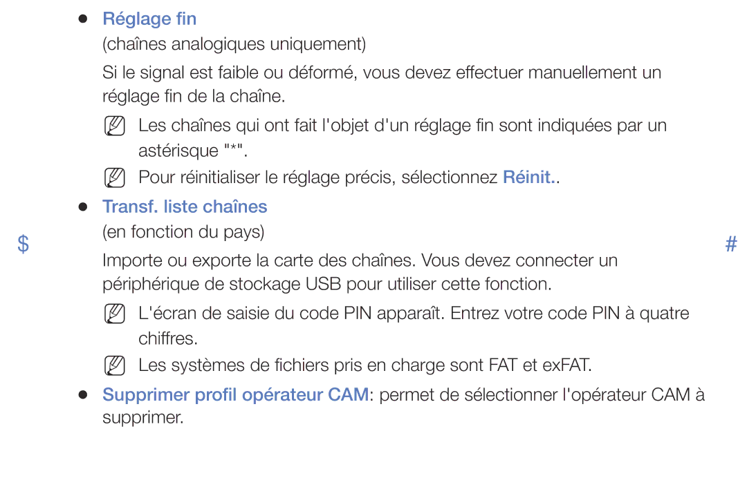 Samsung LT24E310EW/EN, LT32E310EXQ/EN, LT32E310EW/EN, LT28E310EW/EN, LT28E310EXQ/EN manual Réglage fin, Transf. liste chaînes 