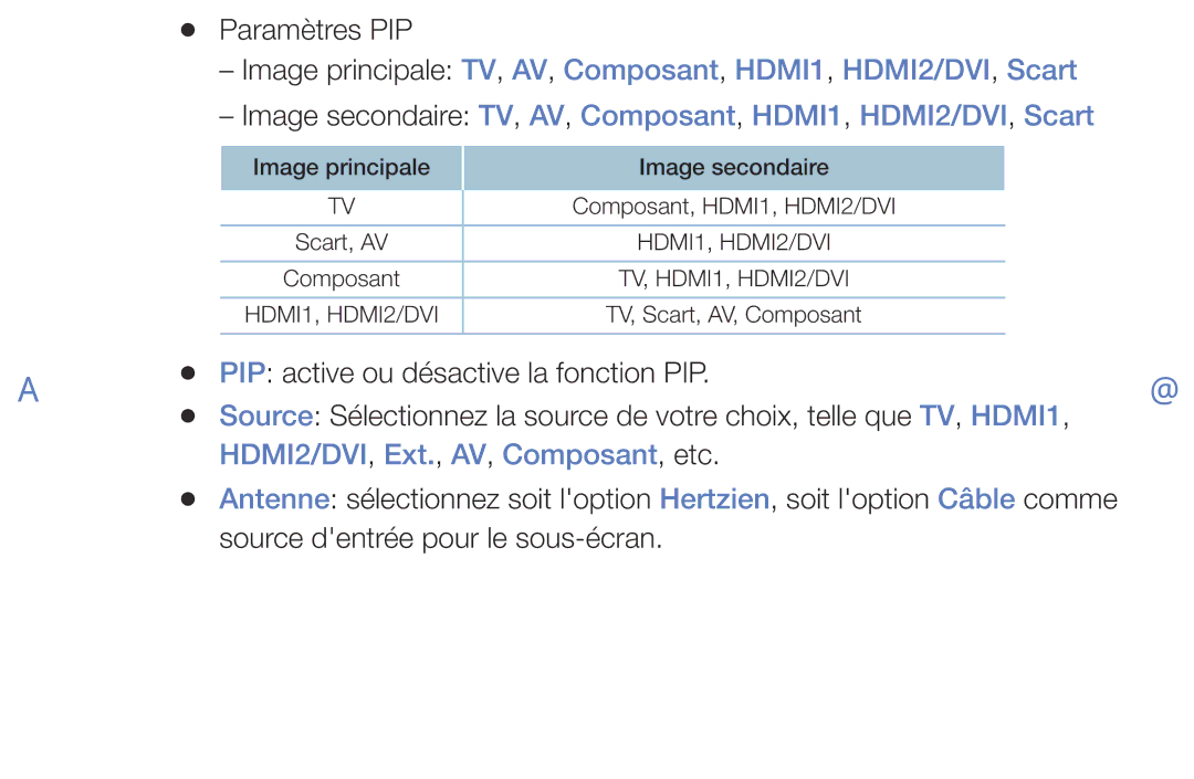 Samsung LT28E310EW/EN, LT32E310EXQ/EN, LT32E310EW/EN, LT28E310EXQ/EN, LT28E316EX/EN manual HDMI2/DVI, Ext., AV, Composant, etc 