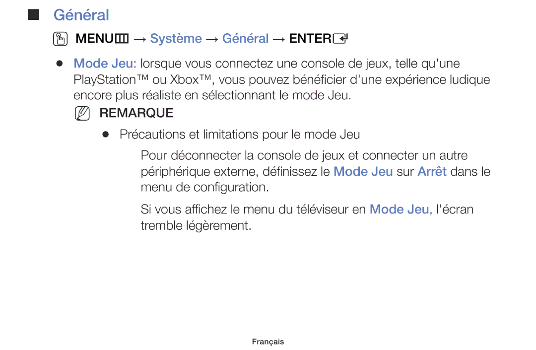 Samsung LT28E316EX/EN, LT32E310EXQ/EN, LT32E310EW/EN, LT28E310EW/EN, LT28E310EXQ/EN OO MENUm → Système → Général → Entere 