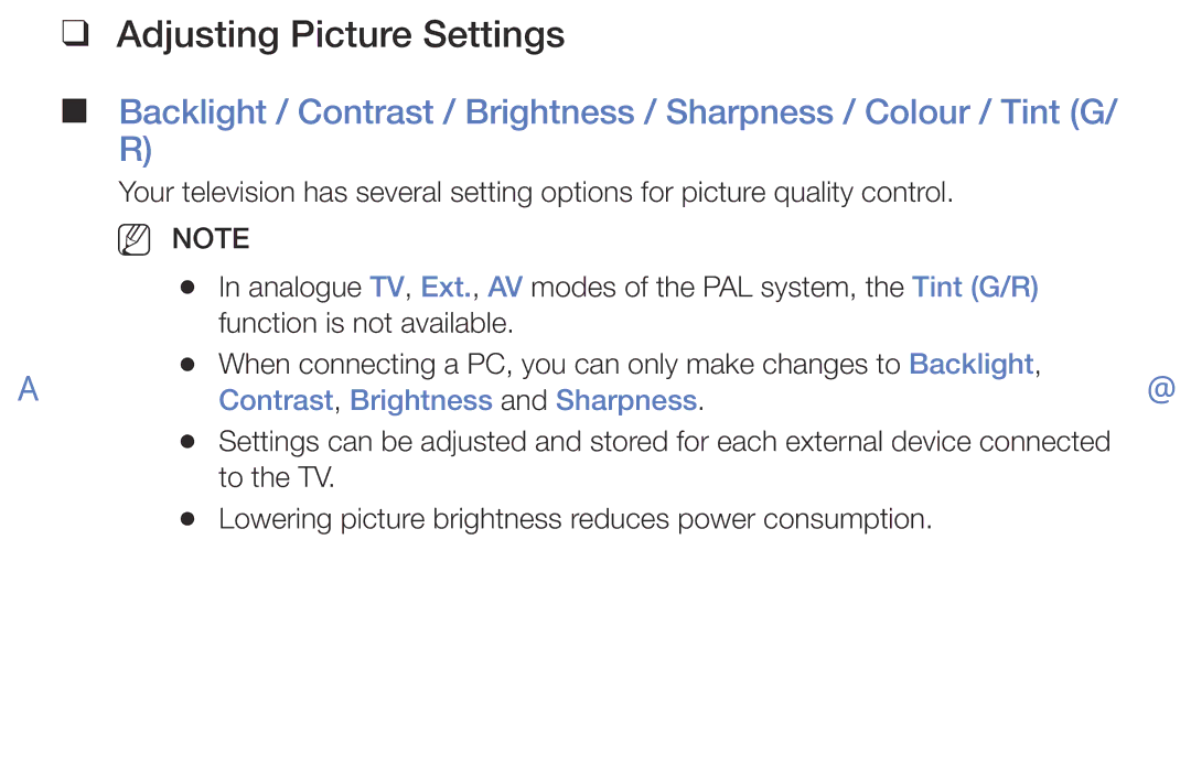 Samsung LT28E316EXQ/EN, LT32E316EXQ/EN, LT32E310EXQ/EN manual Adjusting Picture Settings, Contrast, Brightness and Sharpness 