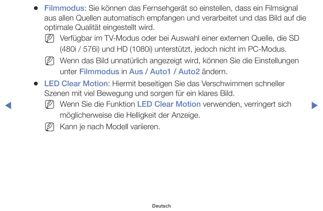 Samsung LT28E316EX/EN, LT32E316EXQ/EN, LT32E310EXQ/EN, LT32E310EW/EN manual Unter Filmmodus in Aus / Auto1 / Auto2 ändern 