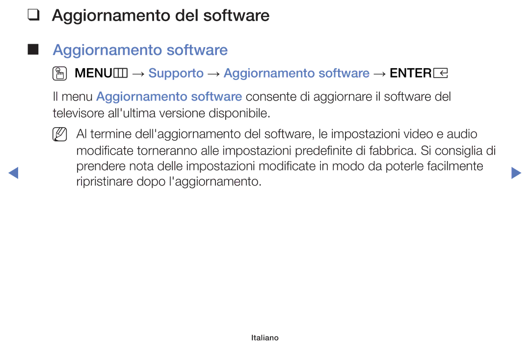 Samsung LT32E319EI/EN manual Aggiornamento del software, Aggiornamento software 