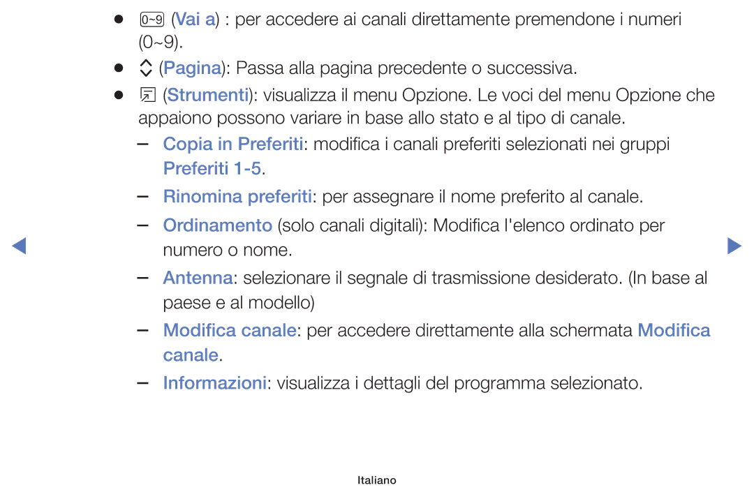 Samsung LT32E319EI/EN manual Preferiti, Canale 