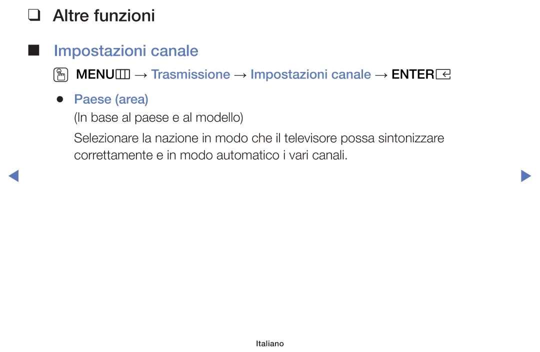 Samsung LT32E319EI/EN manual Altre funzioni, Impostazioni canale 