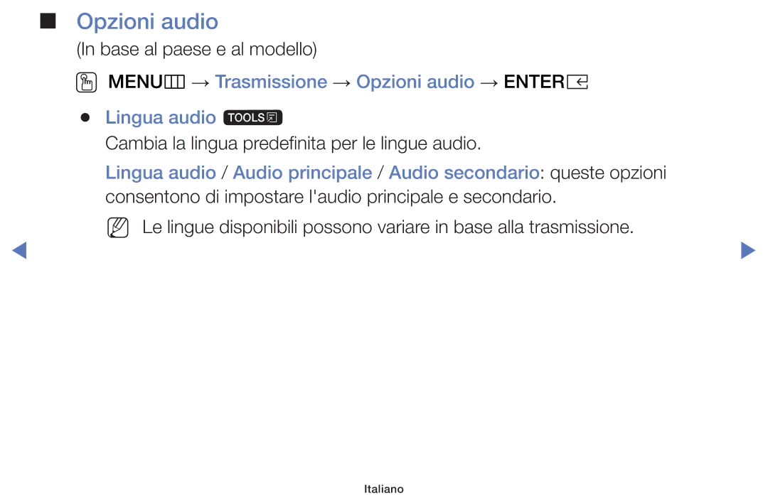 Samsung LT32E319EI/EN manual Opzioni audio 