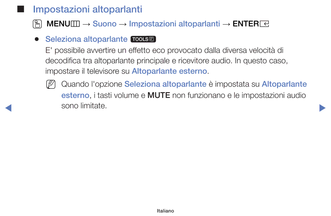 Samsung LT32E319EI/EN manual Impostazioni altoparlanti 