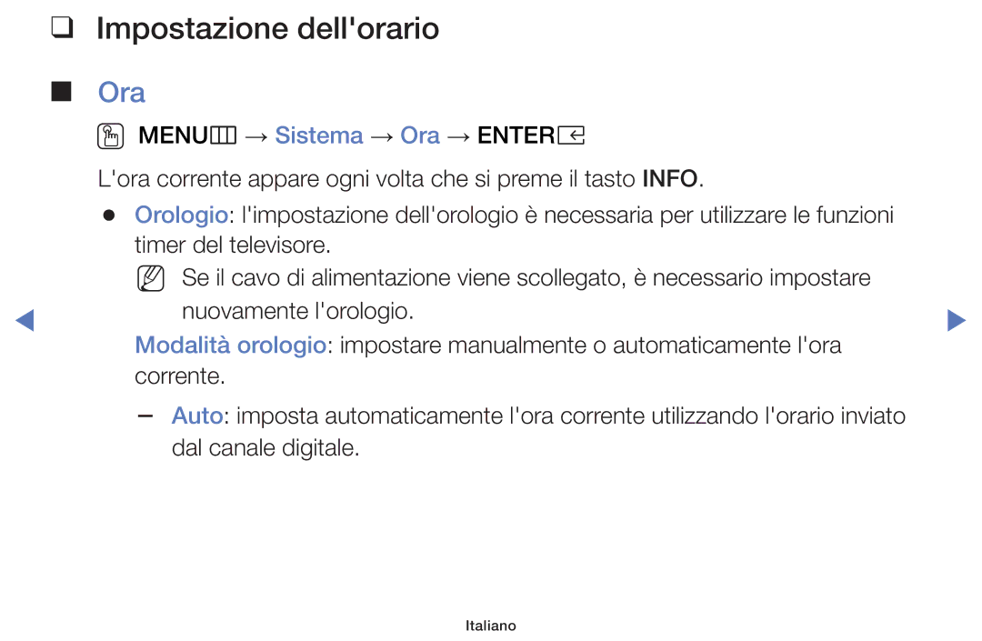 Samsung LT32E319EI/EN manual Impostazione dellorario, Ora 