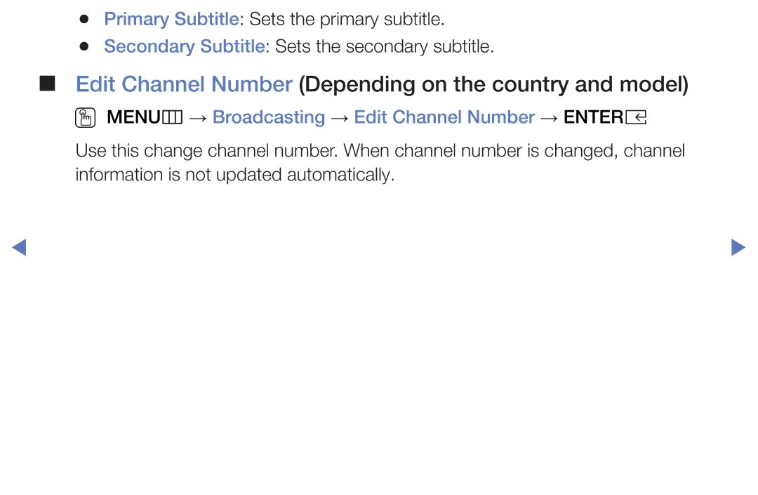 Samsung LT32E319EI/EN manual Edit Channel Number Depending on the country and model 