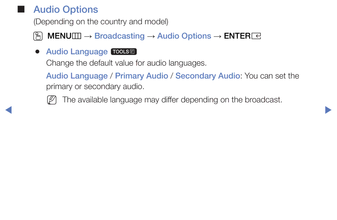 Samsung LT32E319EI/EN manual Audio Options 