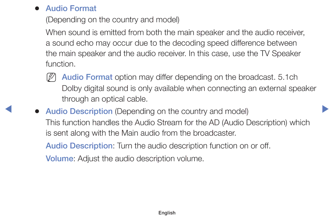 Samsung LT32E319EI/EN manual Audio Format 