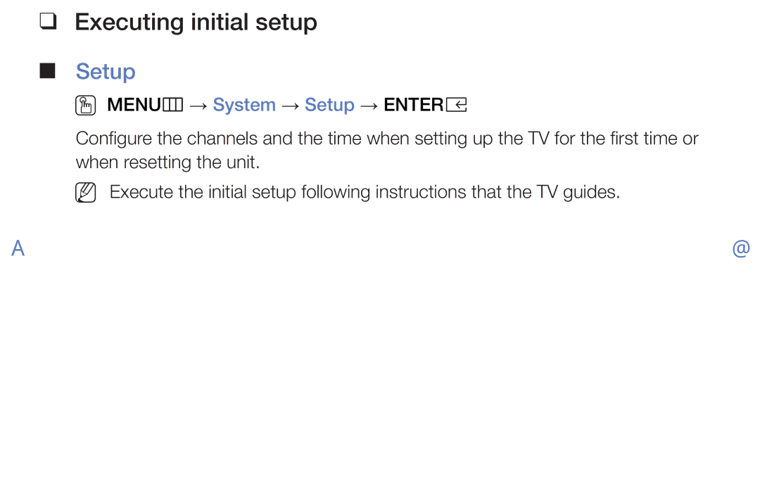 Samsung LT32E319EI/EN manual Executing initial setup, Setup 