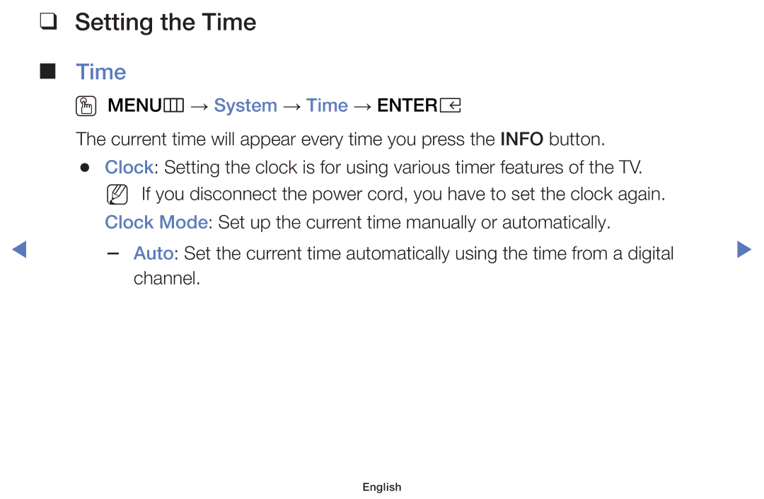 Samsung LT32E319EI/EN manual Setting the Time 