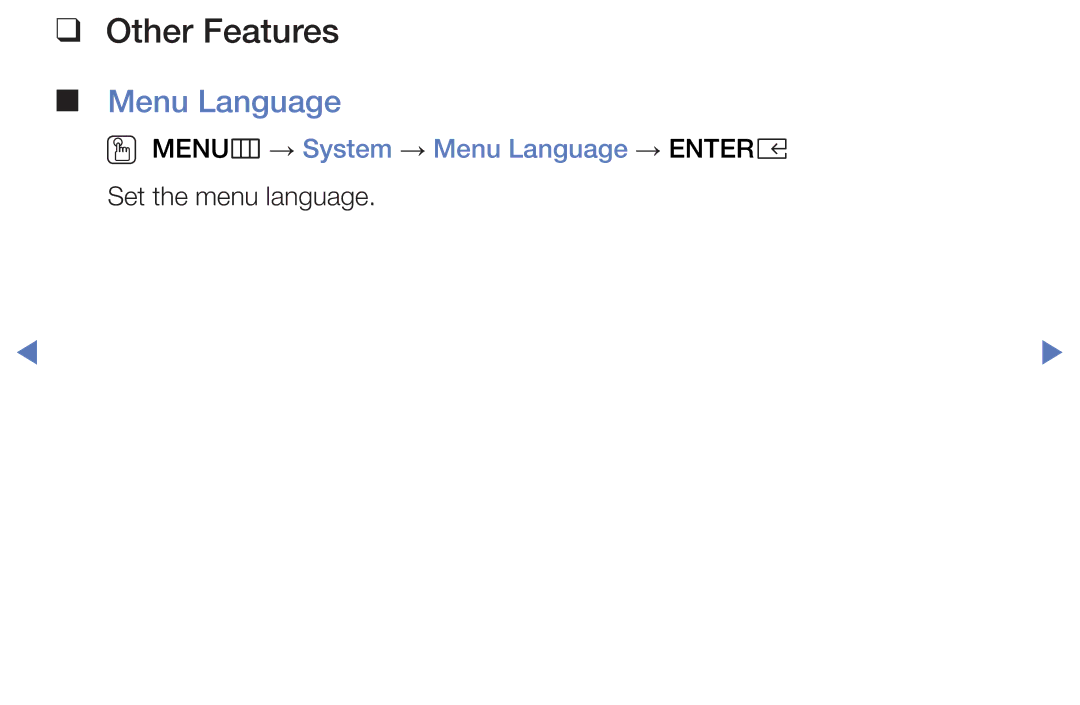 Samsung LT32E319EI/EN manual OO MENUm → System → Menu Language → Entere 