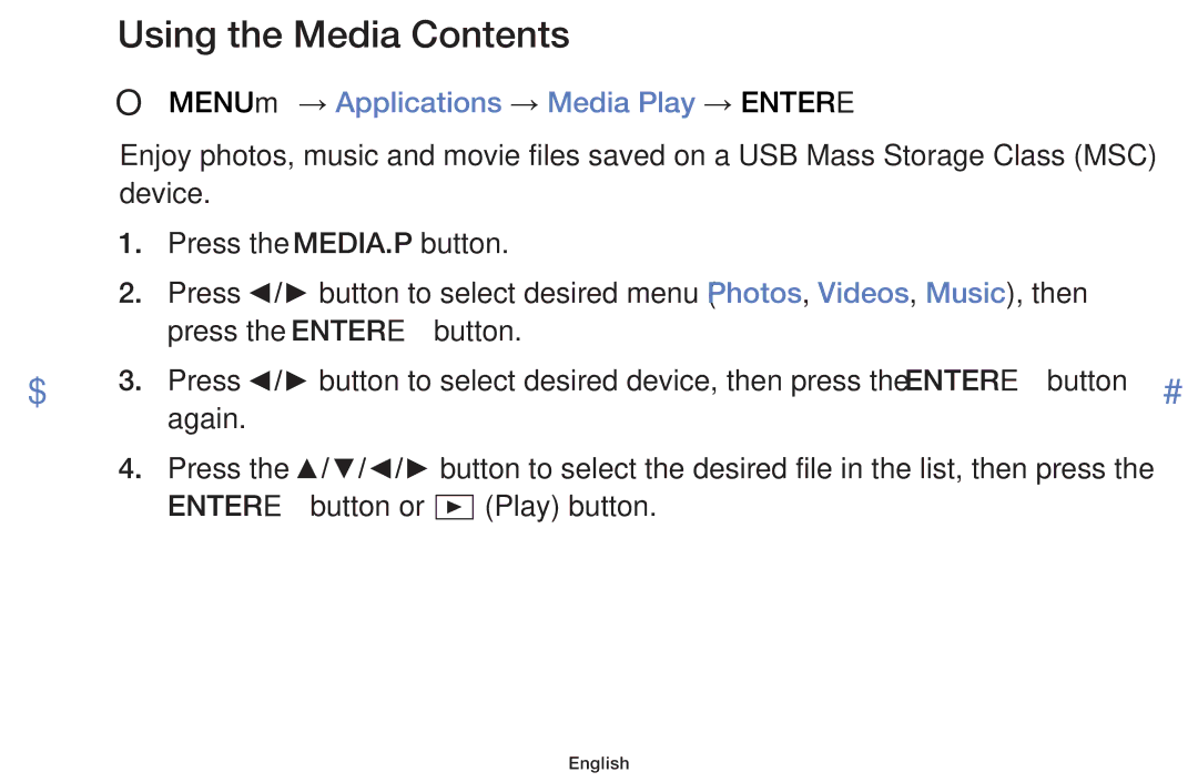 Samsung LT32E319EI/EN manual Using the Media Contents 