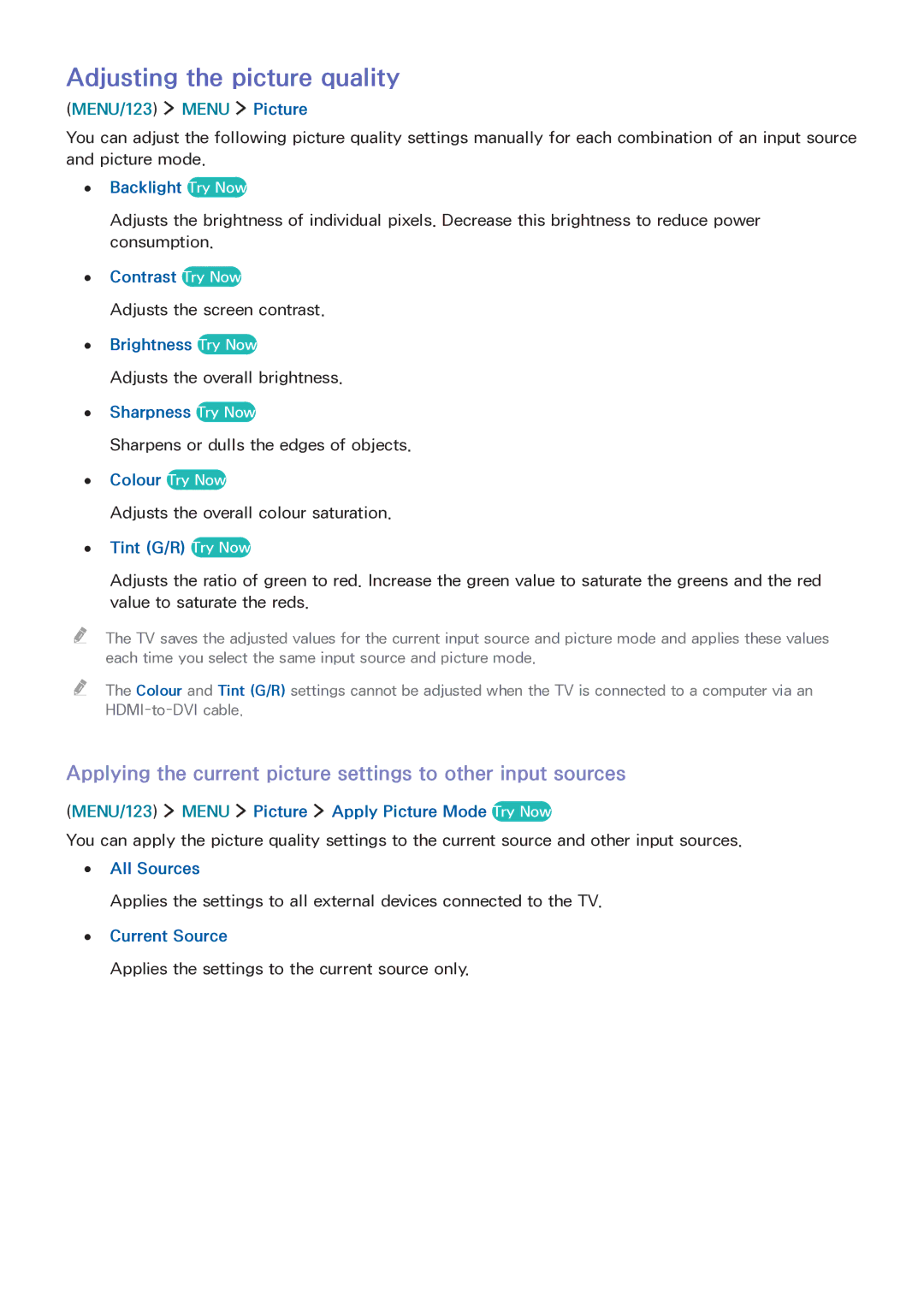 Samsung LT32E390SX/XU manual Adjusting the picture quality 