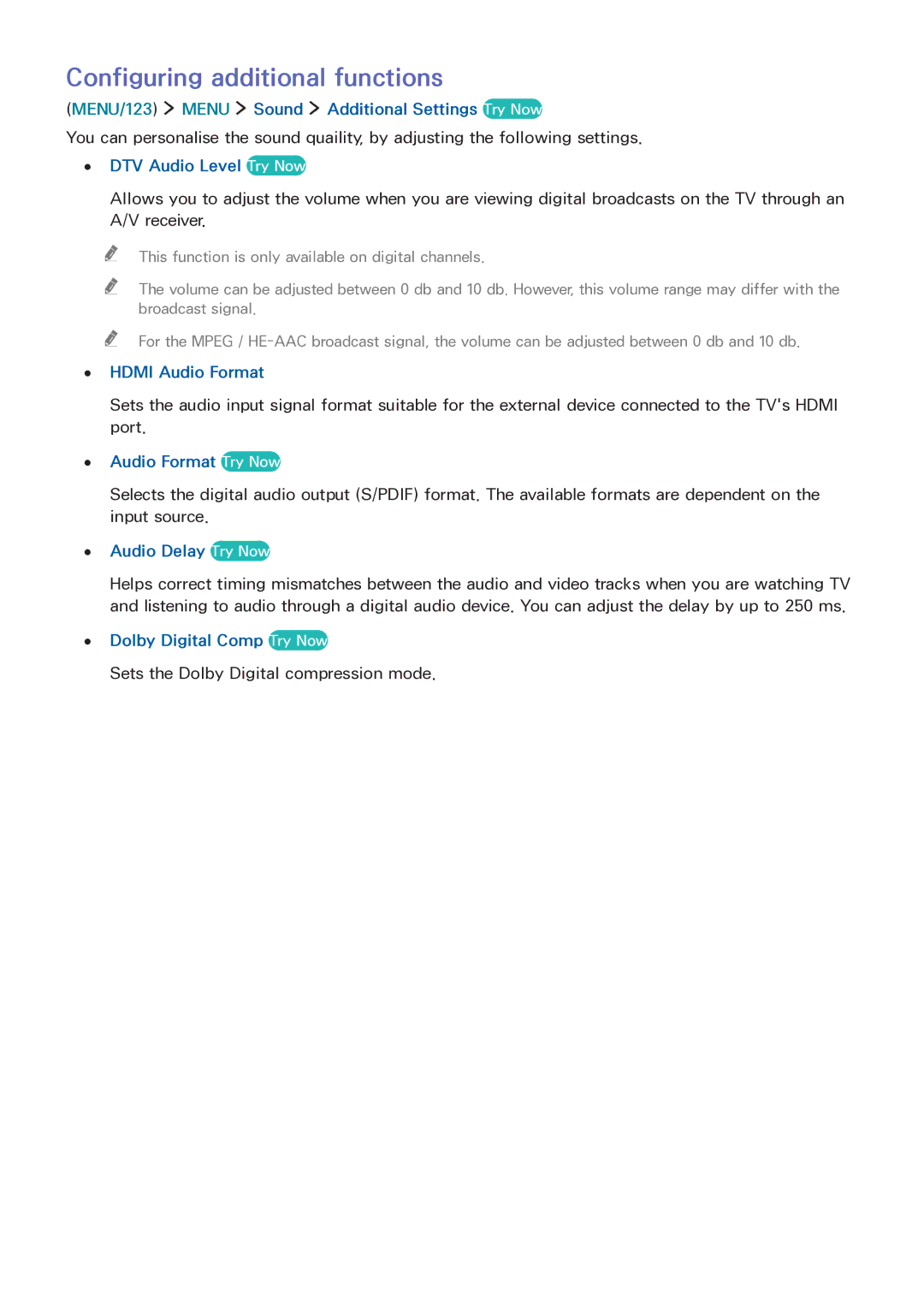 Samsung LT32E390SX/XU manual Configuring additional functions 