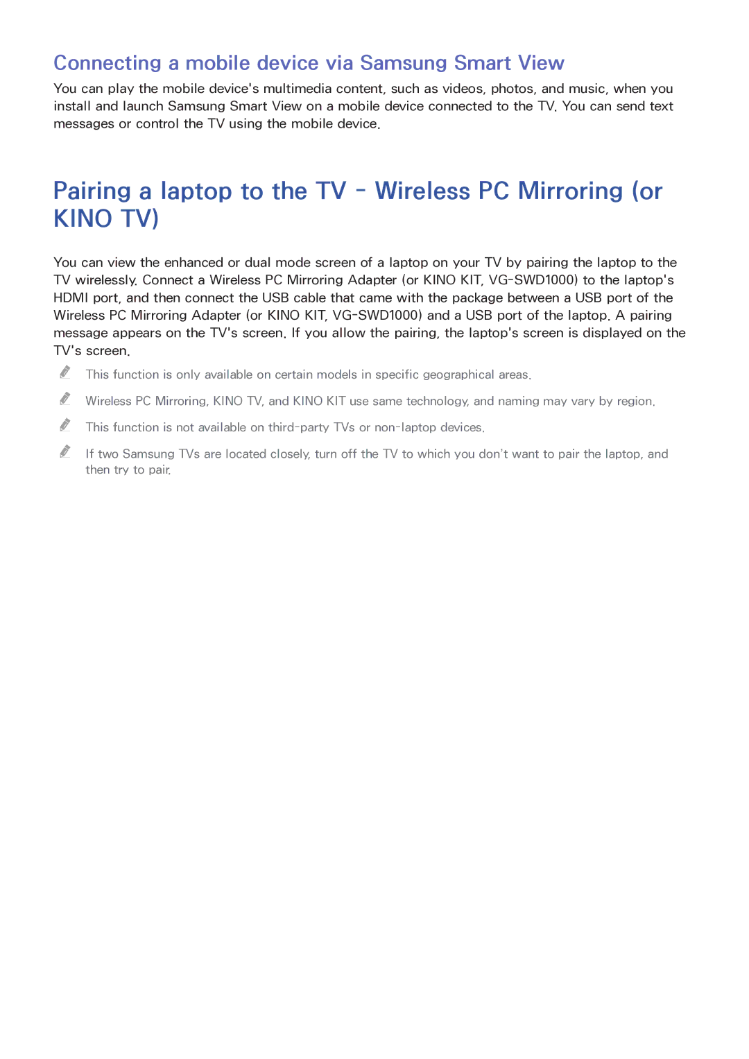 Samsung LT32E390SX/XU manual Pairing a laptop to the TV Wireless PC Mirroring or 