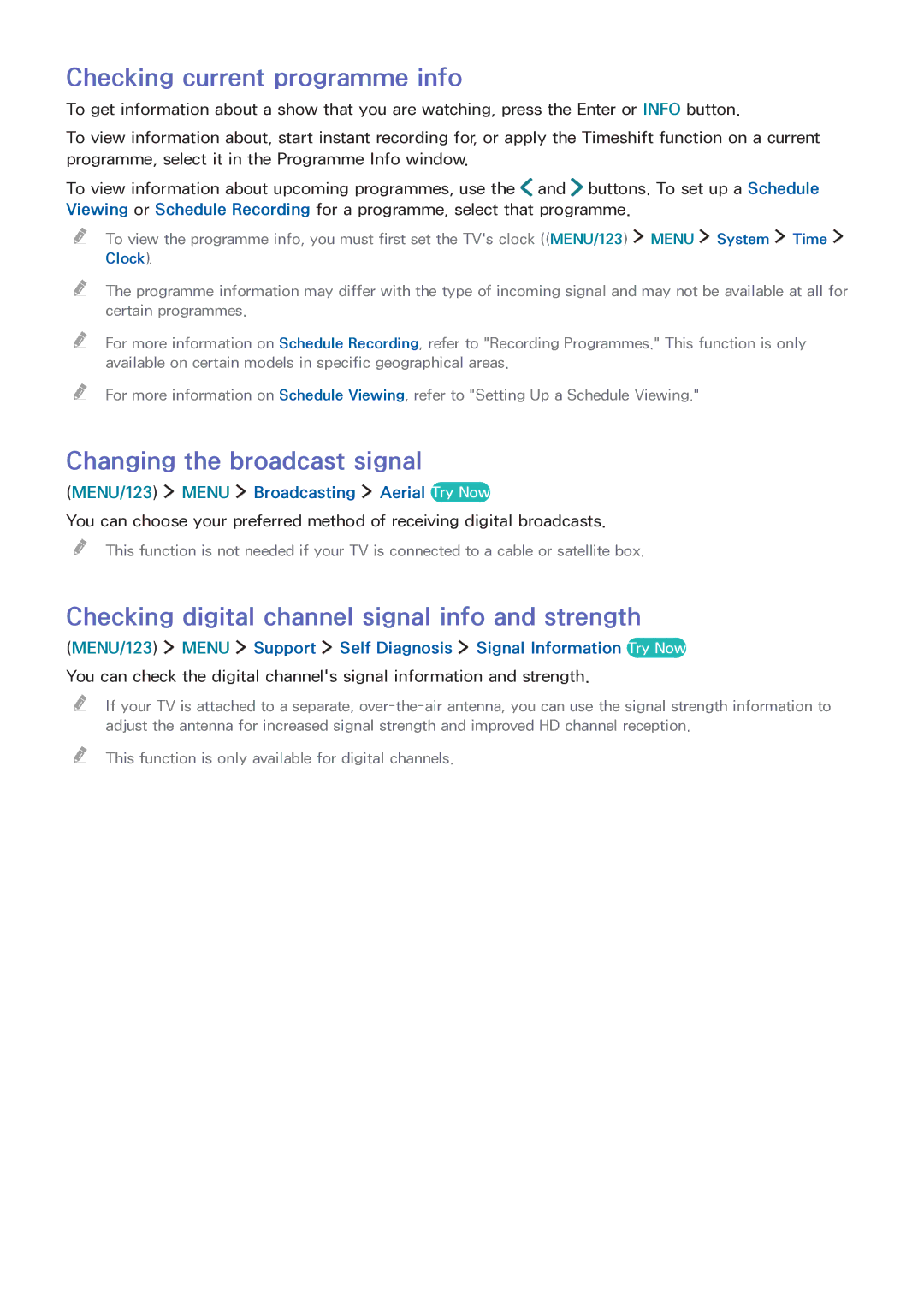 Samsung LT32E390SX/XU manual Checking current programme info, Changing the broadcast signal 