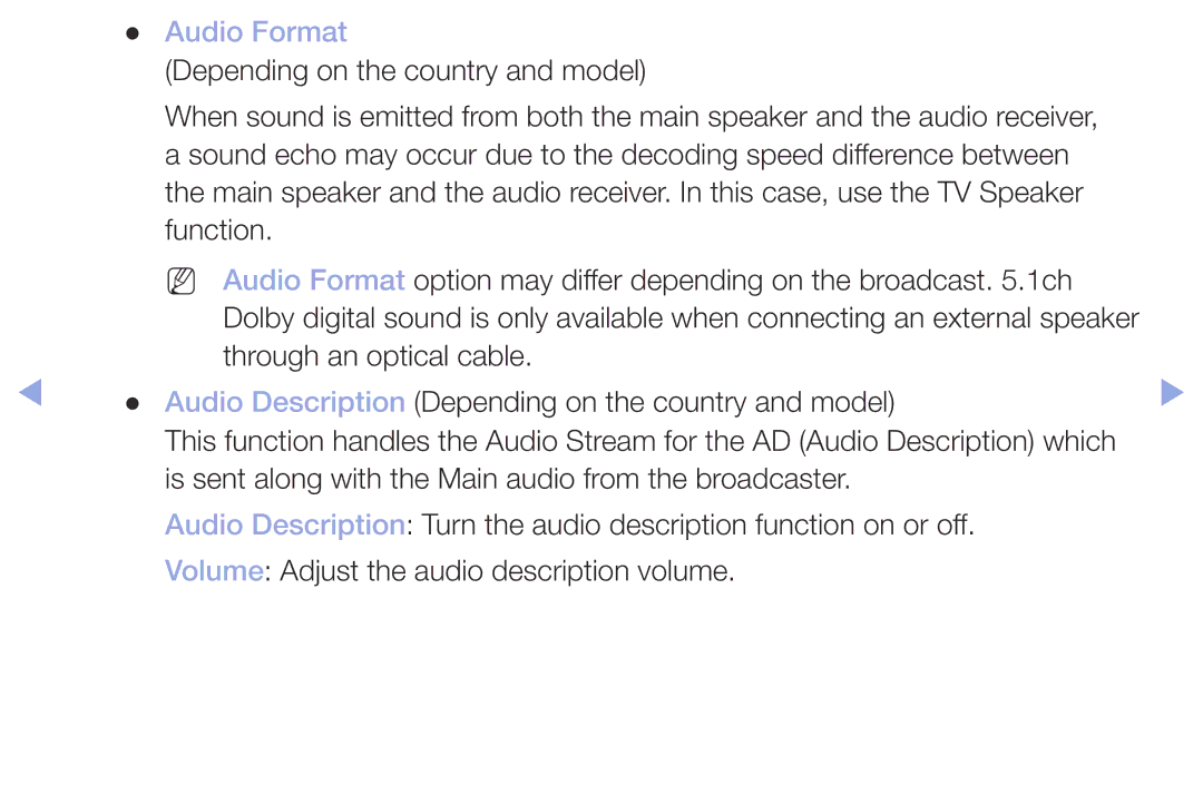 Samsung LT32H390FEVXEN manual Audio Format 