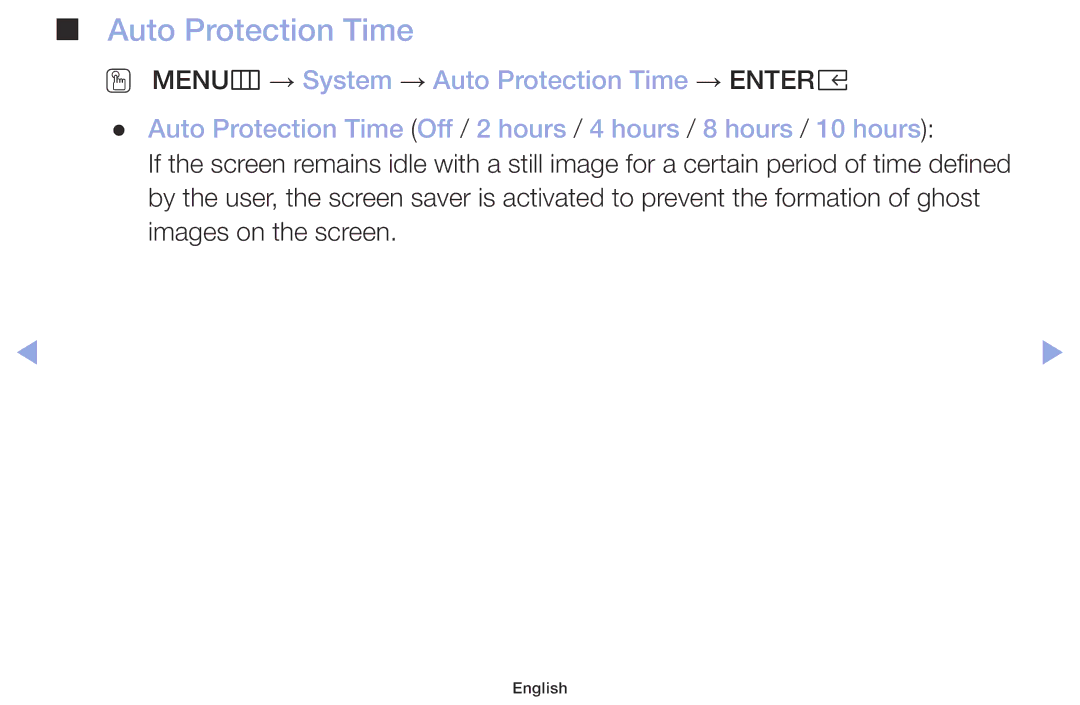 Samsung LT32H390FEVXEN manual Auto Protection Time 