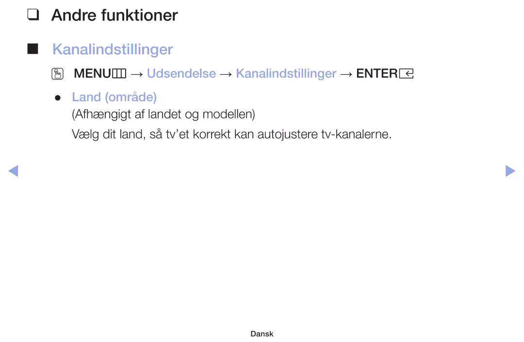 Samsung LT32H390FEVXXC manual Andre funktioner, Kanalindstillinger 