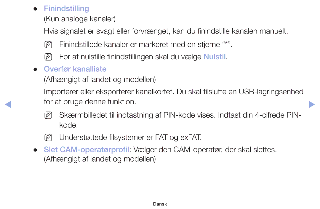 Samsung LT32H390FEVXXC manual Finindstilling, Overfør kanalliste 