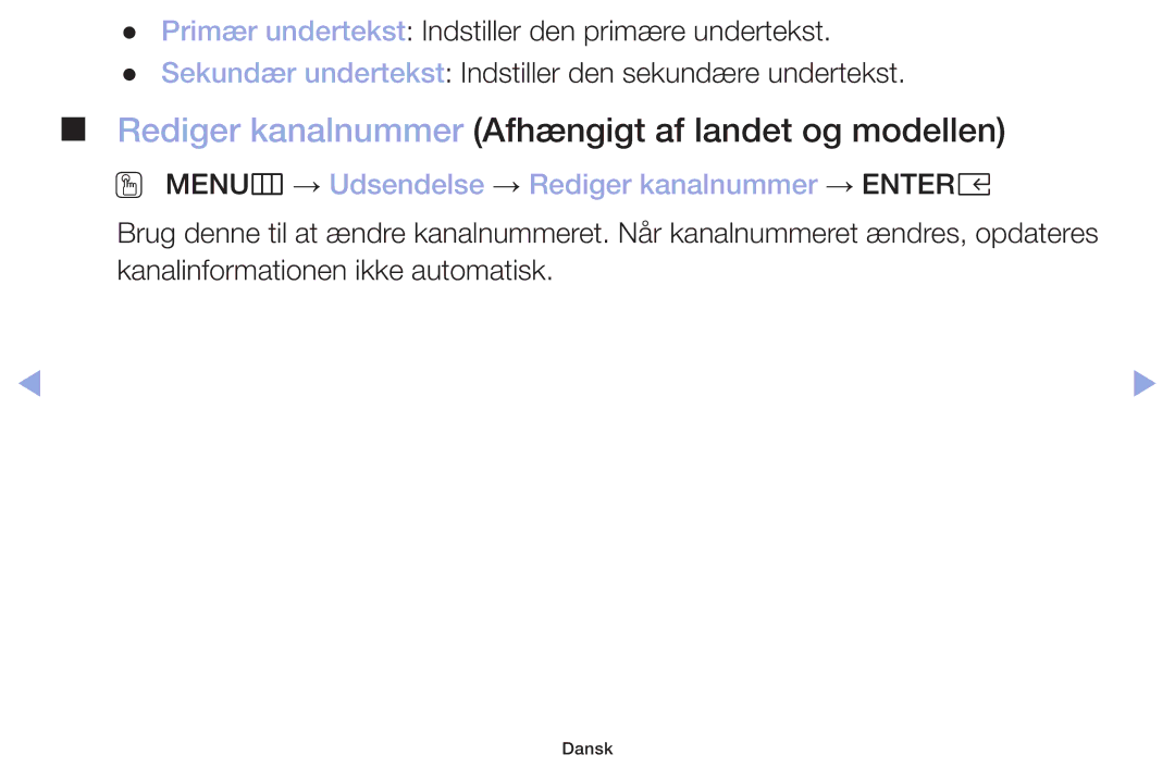 Samsung LT32H390FEVXXC manual Rediger kanalnummer Afhængigt af landet og modellen 