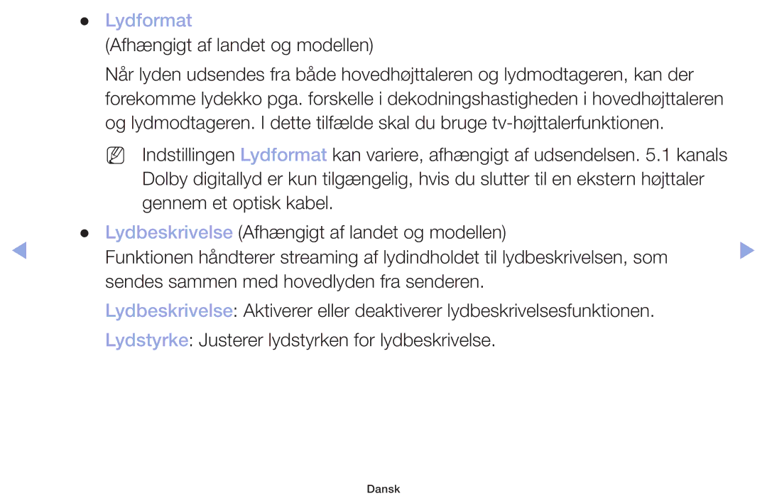 Samsung LT32H390FEVXXC manual Lydformat 