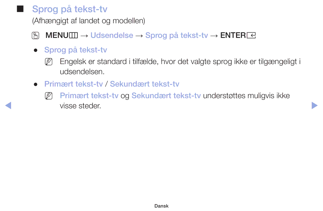 Samsung LT32H390FEVXXC manual Sprog på tekst-tv 