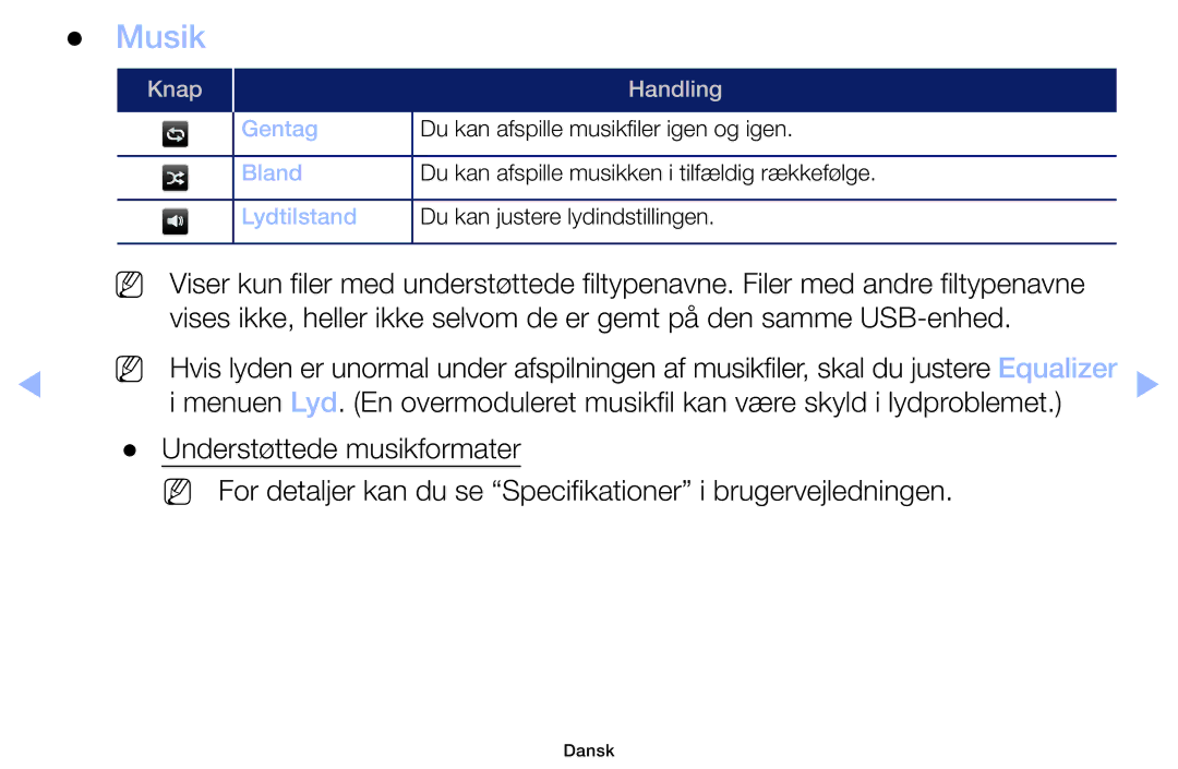 Samsung LT32H390FEVXXC manual Musik 