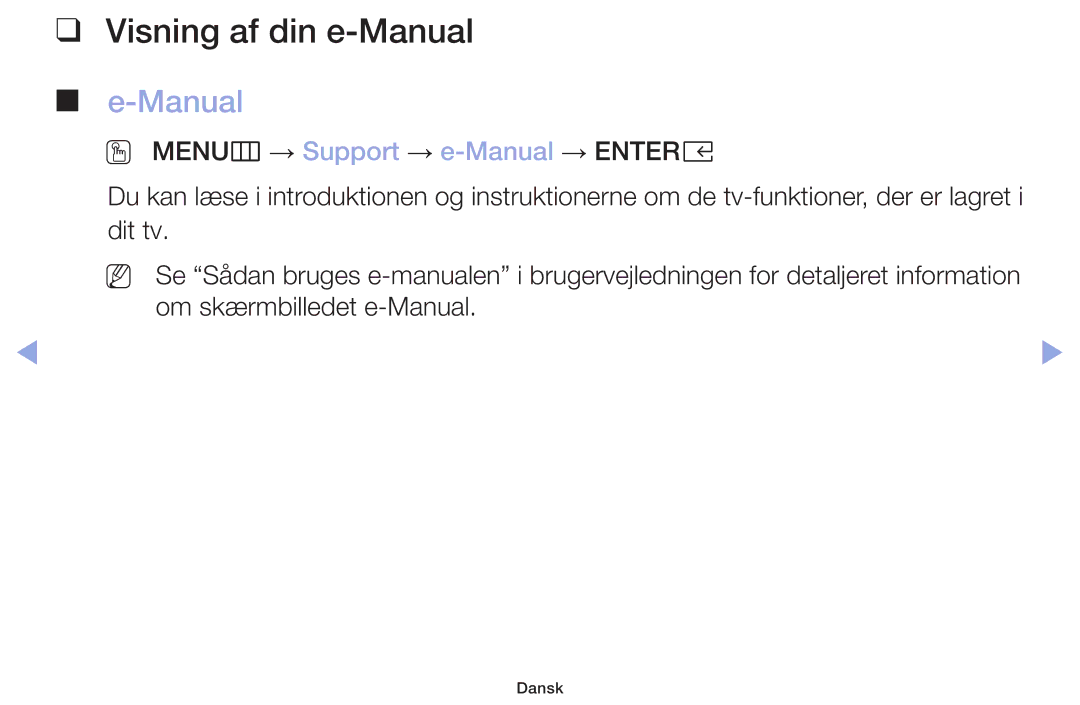 Samsung LT32H390FEVXXC manual Visning af din e-Manual 