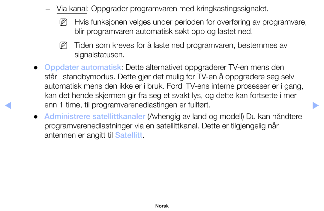 Samsung LT32H390FEVXXC manual Via kanal Oppgrader programvaren med kringkastingssignalet 