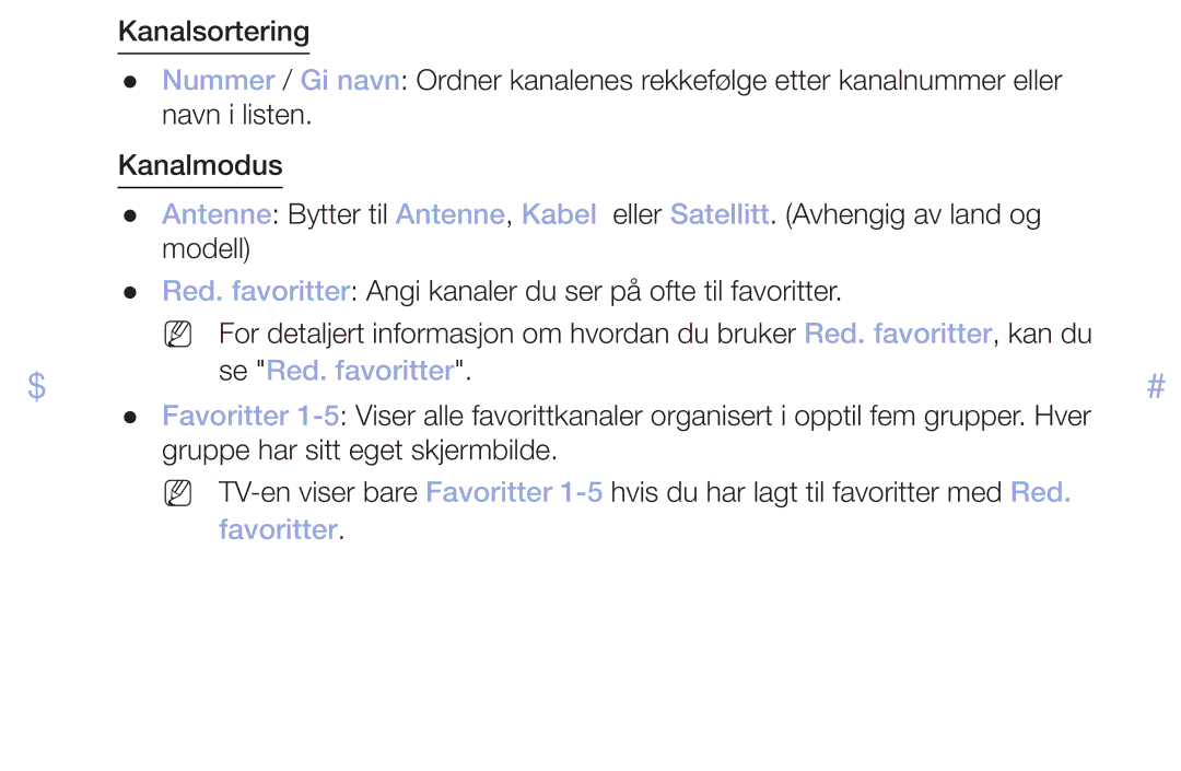 Samsung LT32H390FEVXXC manual Se Red. favoritter, Favoritter 