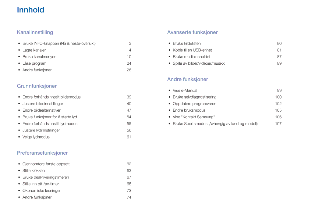 Samsung LT32H390FEVXXC manual Innhold 