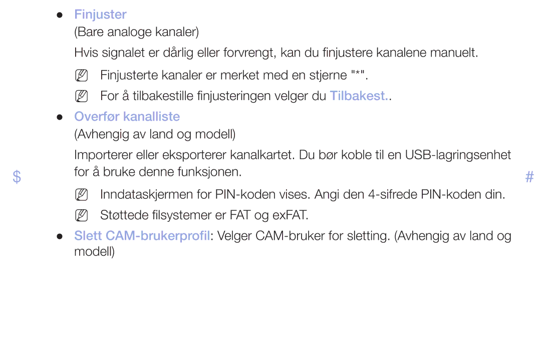 Samsung LT32H390FEVXXC manual Finjuster, Overfør kanalliste 