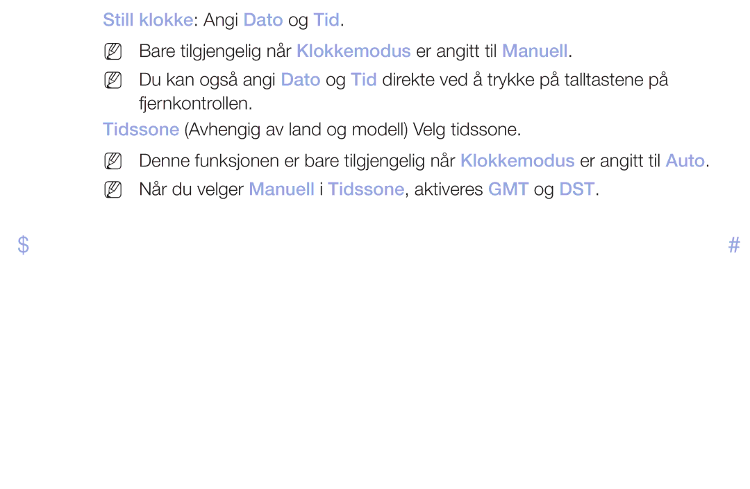 Samsung LT32H390FEVXXC manual Still klokke Angi Dato og Tid 