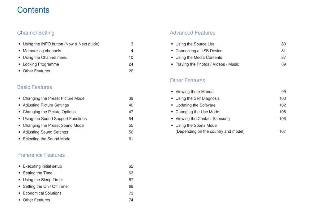 Samsung LT32H390FEVXXC manual Contents 