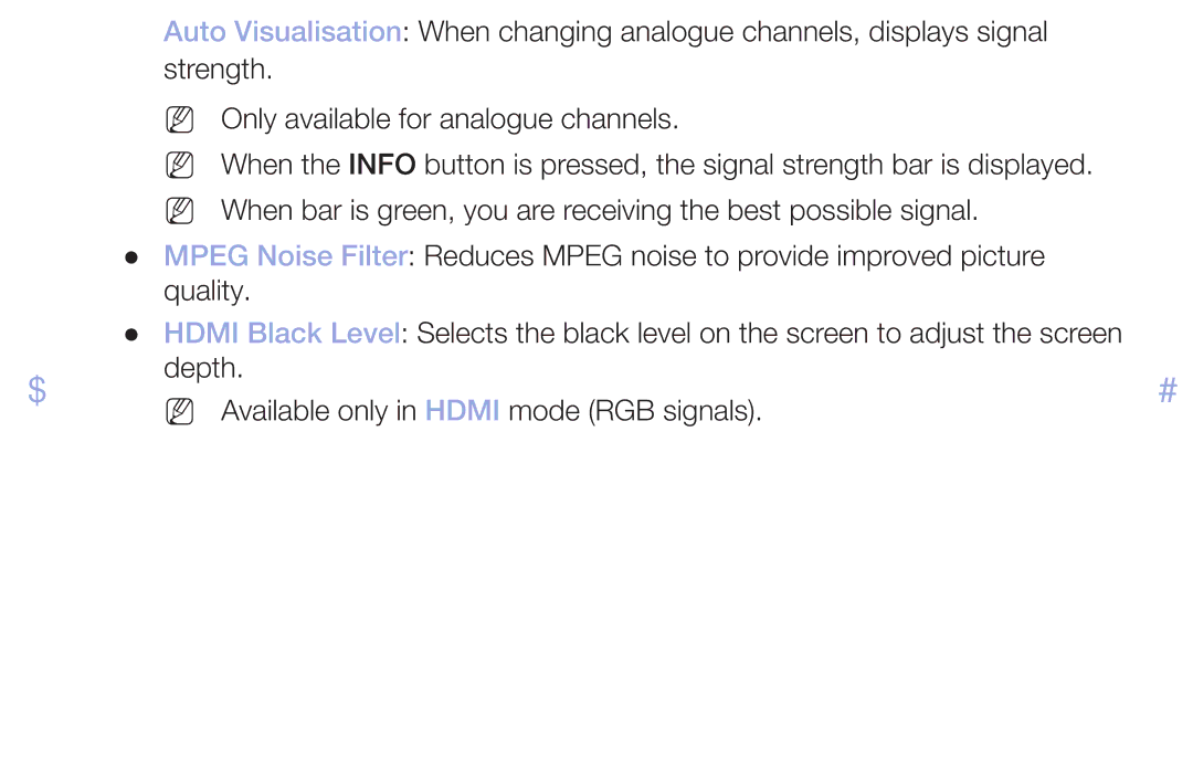 Samsung LT32H390FEVXXC manual Depth Available only in Hdmi mode RGB signals 