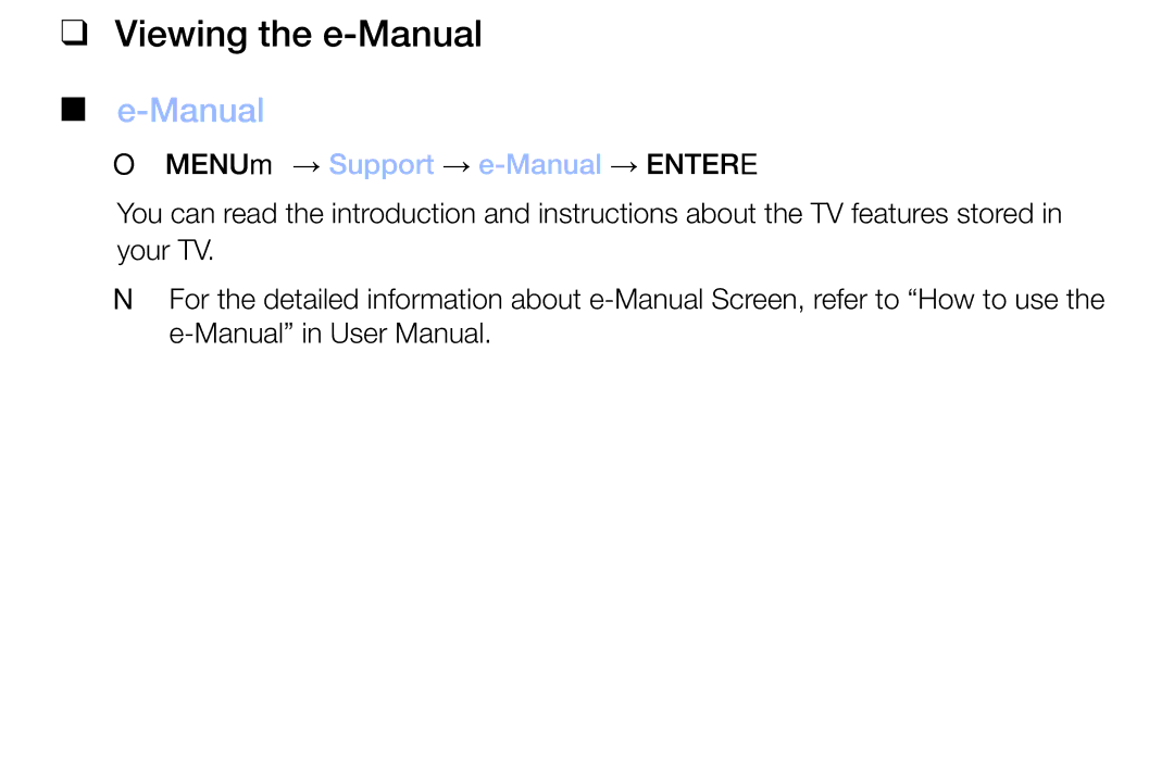 Samsung LT32H390FEVXXC manual Viewing the e-Manual 