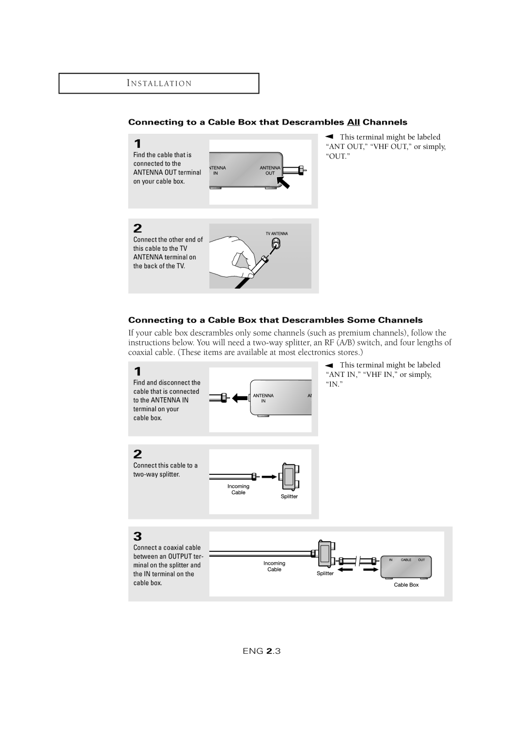 Samsung LTM 1525 manual Connecting to a Cable Box that Descrambles All Channels 