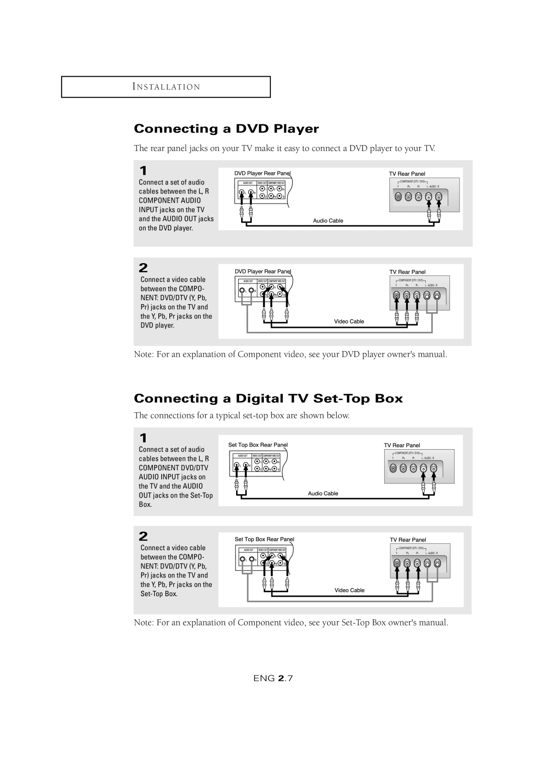 Samsung LTM 1525 manual Connecting a DVD Player, Connecting a Digital TV Set-Top Box 