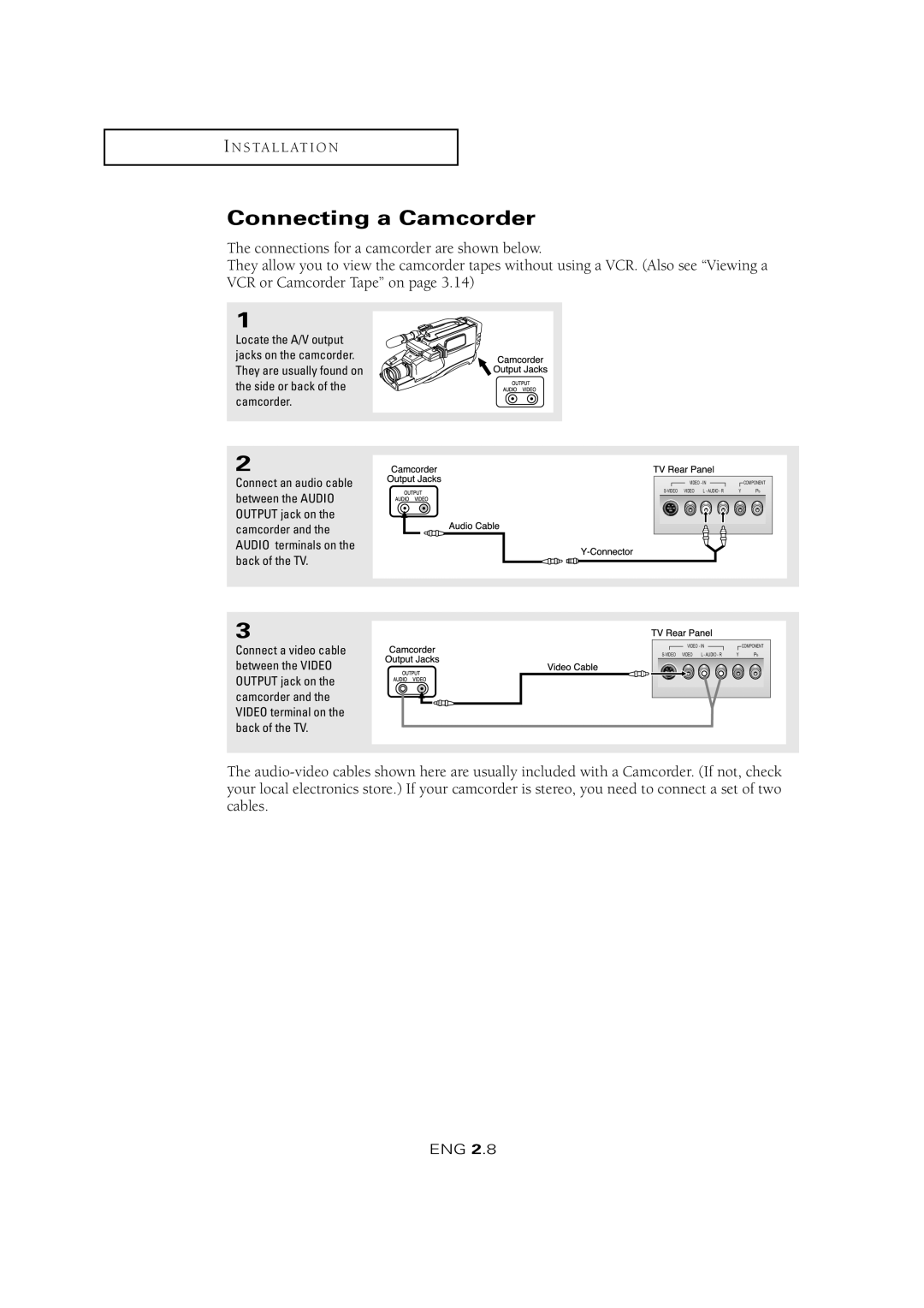 Samsung LTM 1525 manual Connecting a Camcorder 