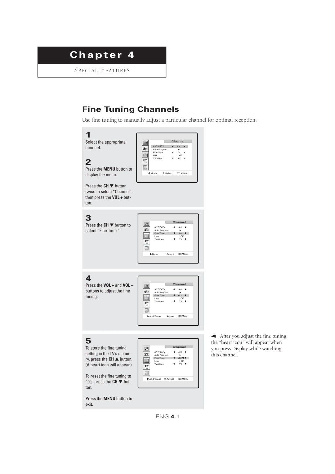 Samsung LTM 1525 manual Fine Tuning Channels 