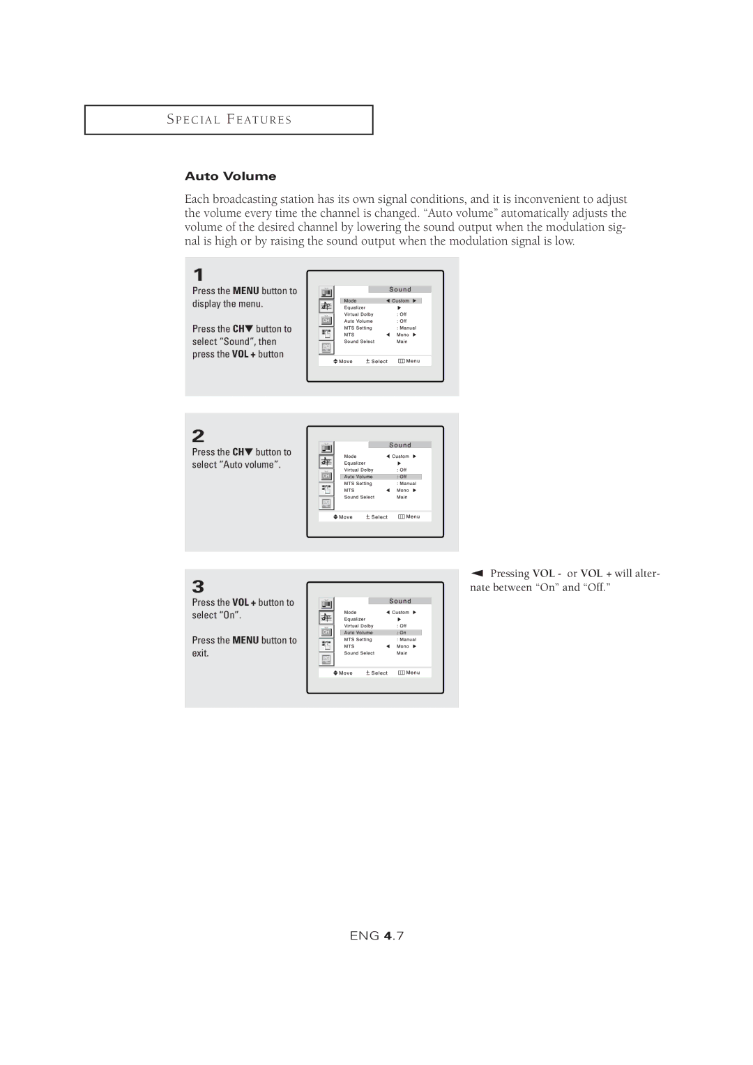 Samsung LTM 1525 manual Auto Volume 