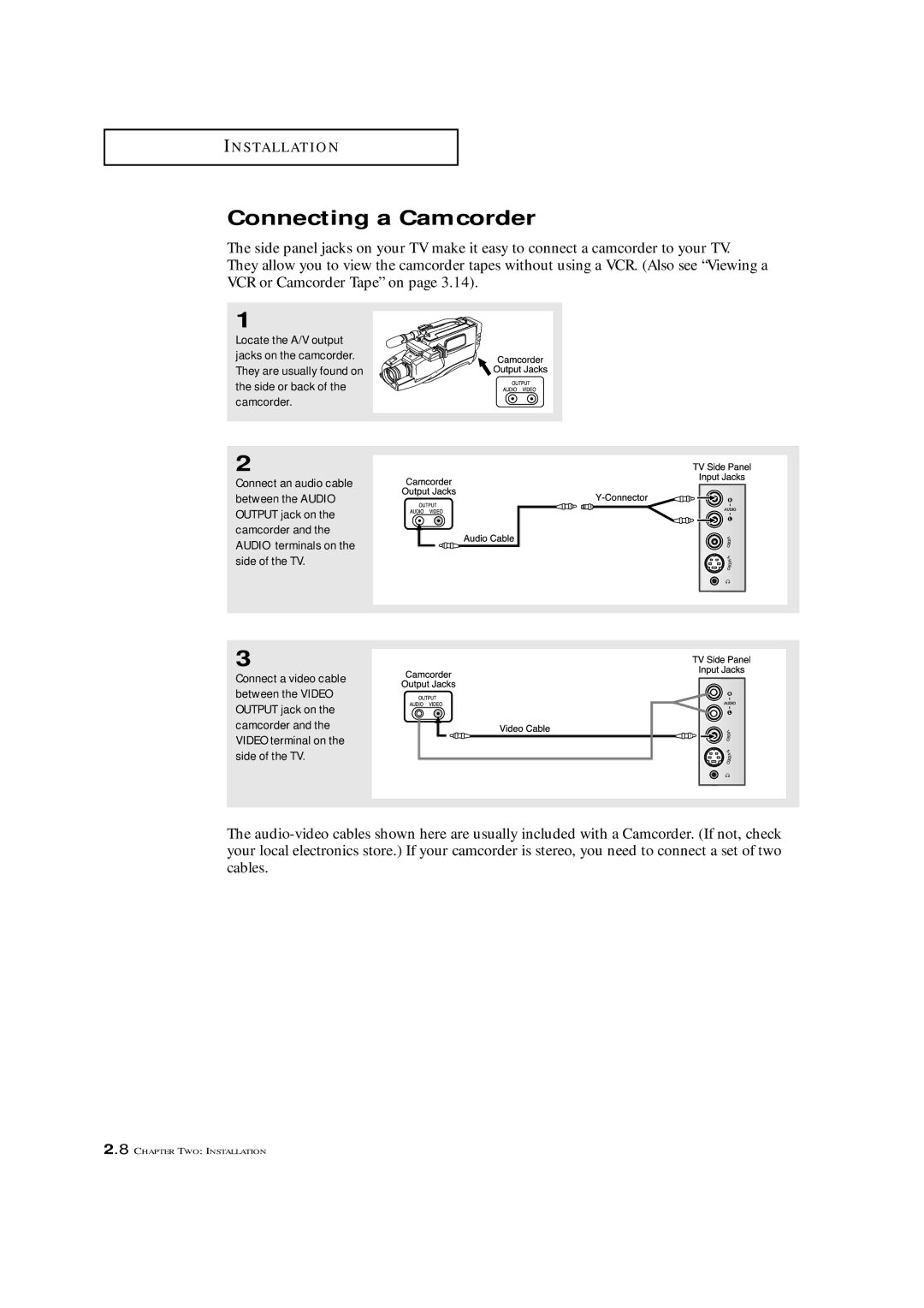 Samsung LTM 1775W manual Connecting a Camcorder 