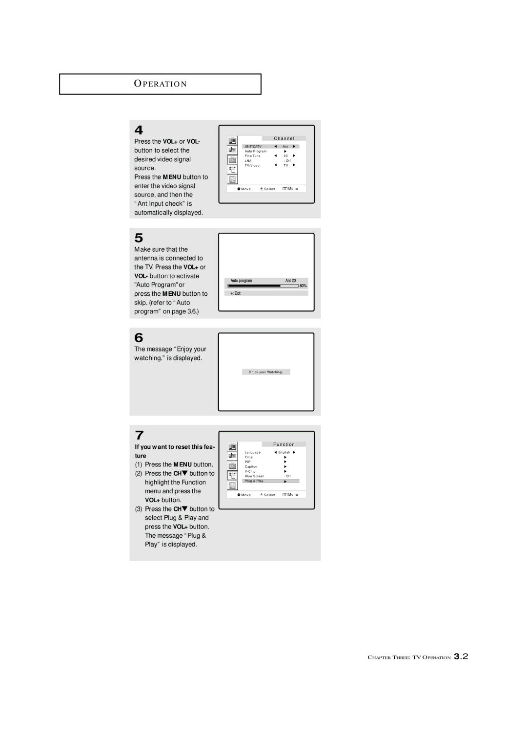 Samsung LTM 1775W manual If you want to reset this fea- ture, Press the Menu button 