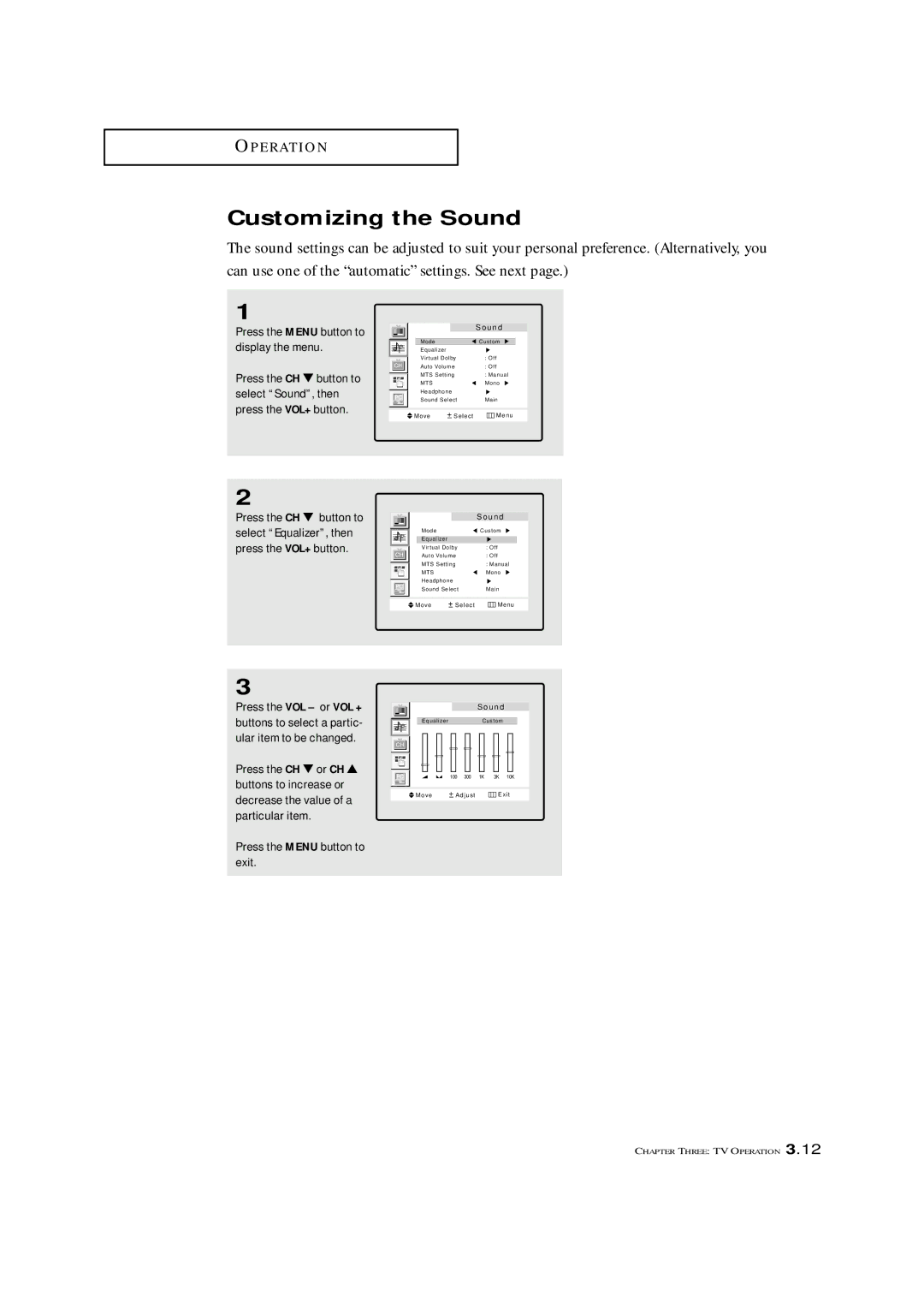 Samsung LTM 1775W manual Customizing the Sound, U n d 