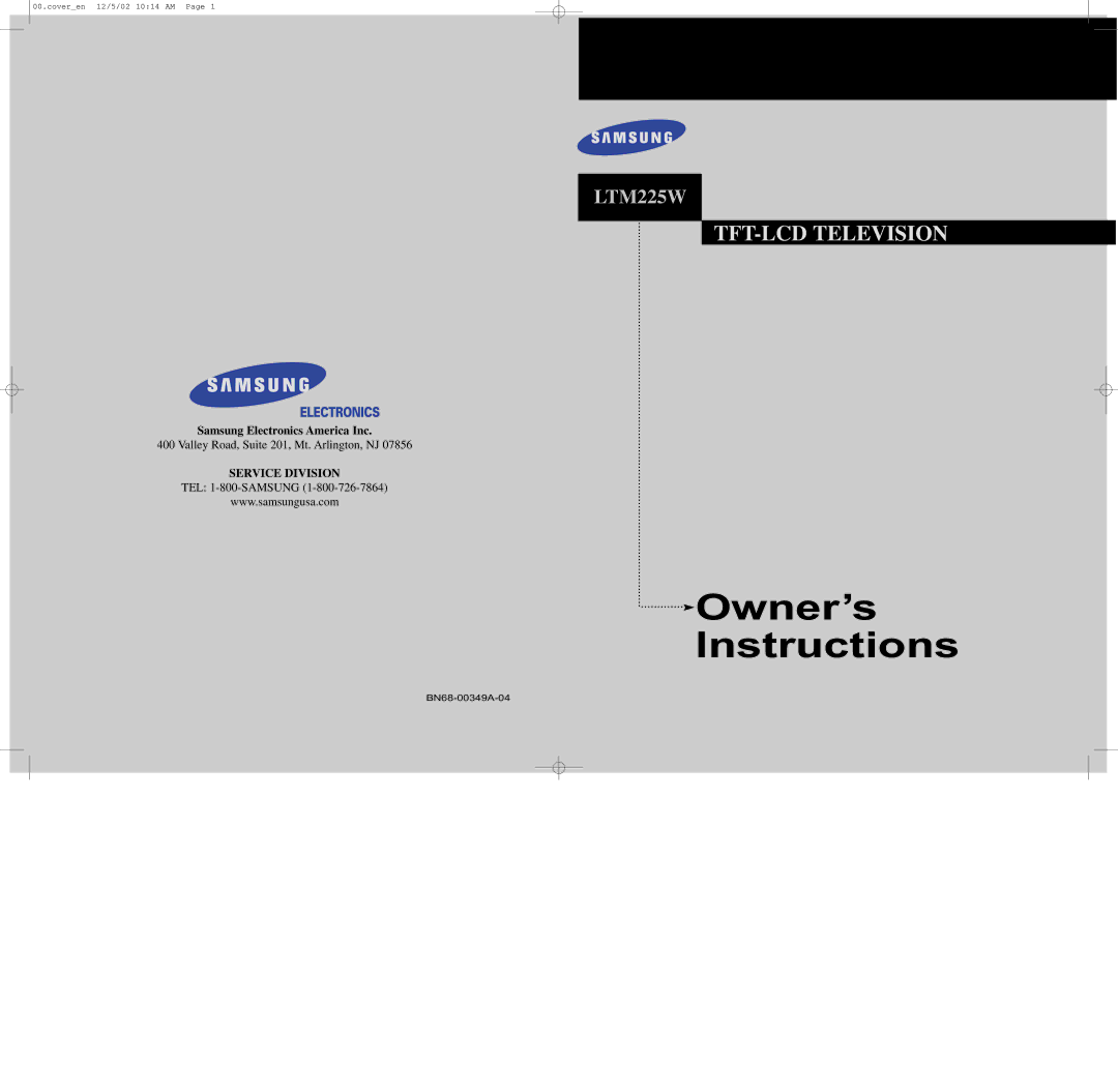 Samsung LTM 225W manual Owner’s Instructions 