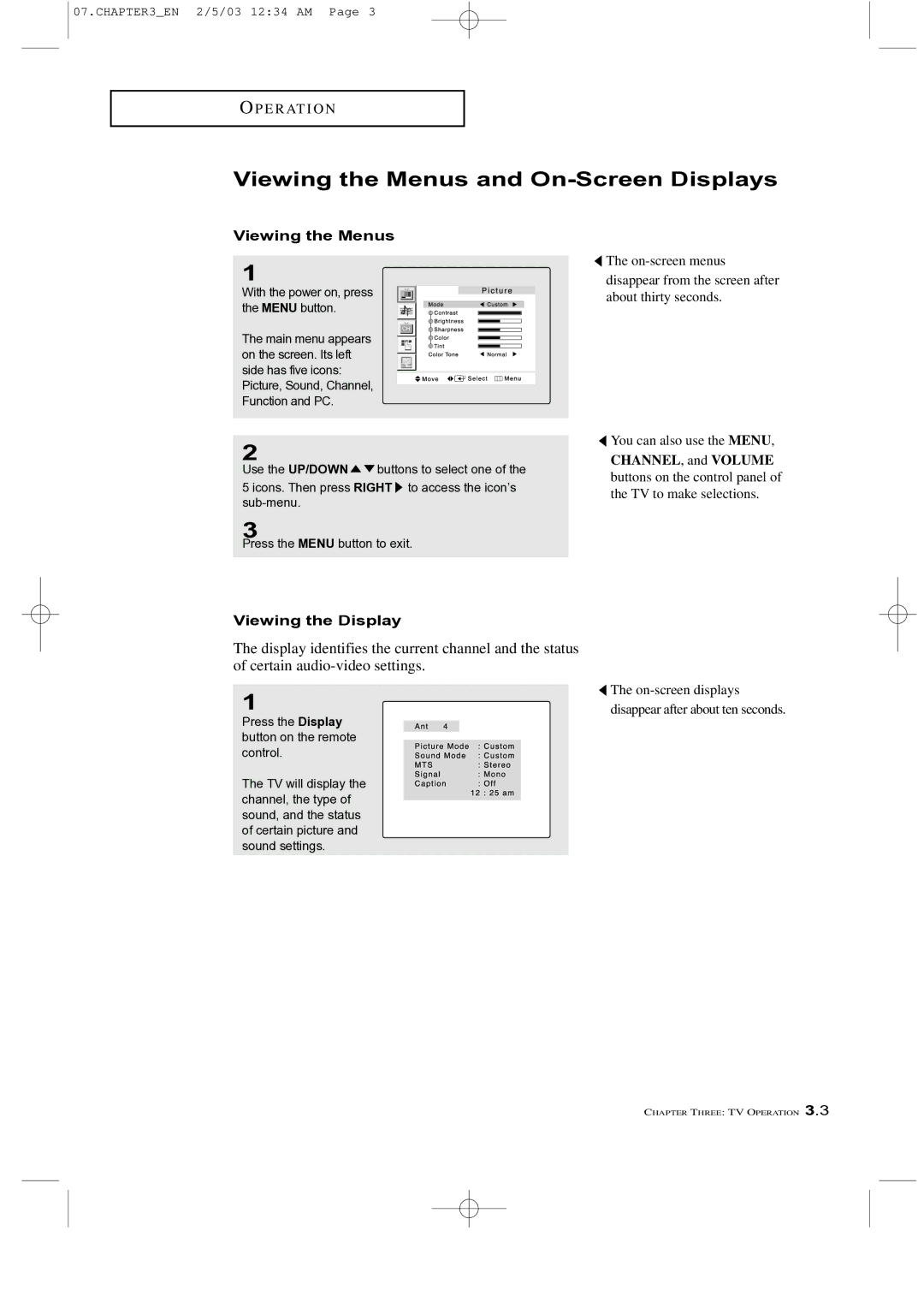 Samsung LTM 225W manual Viewing the Menus and On-Screen Displays, Viewing the Display 